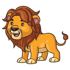 Cute and adorable cartoon illustration of a male lion.