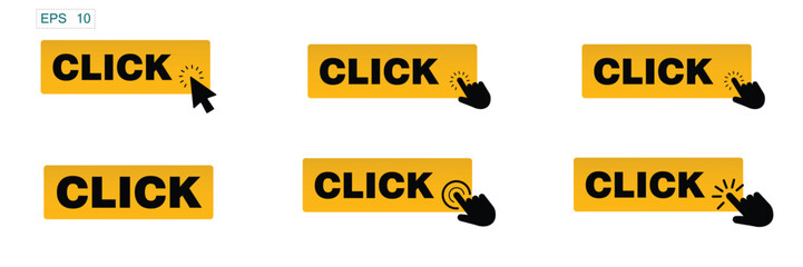 Click Button with Cursor Pointers Set