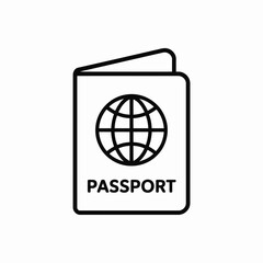 Passport Icon Outline Vector with Globe Symbol for Travel Use