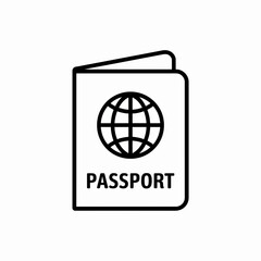 Passport Icon Outline Vector with Globe Symbol for Travel Use