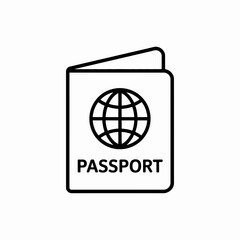 Passport Icon Outline Vector with Globe Symbol for Travel Use