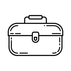 Toolbox Icon Outline Vector Clipart with Handle and Latch
