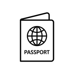 Passport Icon Outline Vector with Globe Symbol for Travel Use