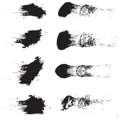 Black Paint Brush Stroke Texture Vector Pack – Abstract Artistic Smears, Splashes, and Grungy Brush Patterns for Urban Street Art Design, Album Covers, and Mixed Media Projects