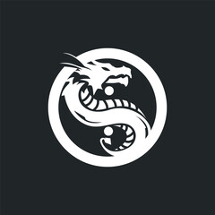 mystical animal legend design with simple dragon logo silhouette and vintage retro ancient illustration templet design