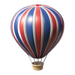 Fototapeta premium Hot air balloon with union jack pattern flying isolated on white background