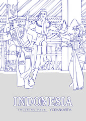 Obraz premium Coloring pages of angguk dance kulon progo culture