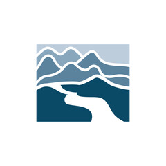 river logo design beautiful natural river scenery with simple minimalist concept illustration of product brand template