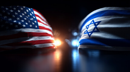 United states flag and israel flag display symbolizing unity digital art dark environment concept of friendship
