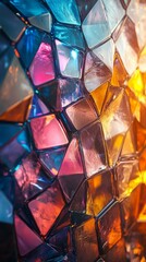 Abstract Glass Mosaic with Vibrant Light Reflections
