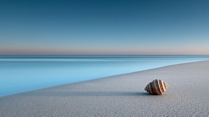 Obraz premium Seashell on a Calm Beach at Sunrise