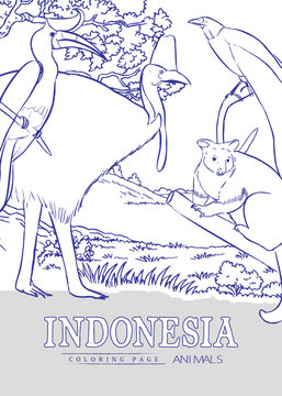 Coloring pages of endemic animals indonesia culture