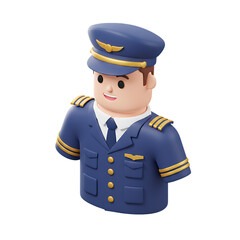 Isometric airline captain in full uniform