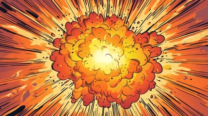 A comic book illustration shows a bright explosion in the sky