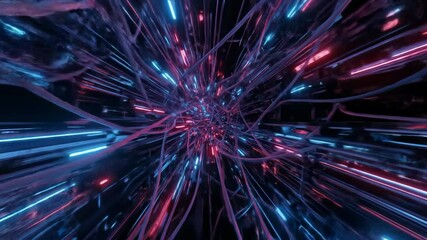 Futuristic Abstract Sci-Fi Tunnel Grid Background Loop