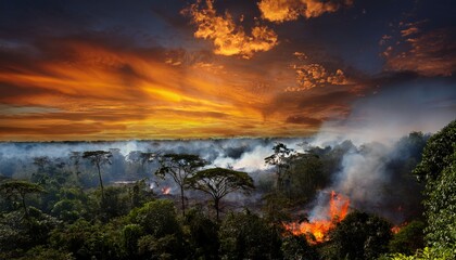 Naklejka premium amazon rainforest fire
