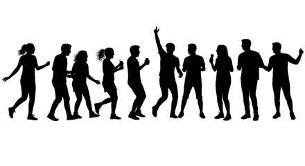 Silhouettes of young people celebrating International Youth Day