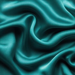 Obraz premium Teal fabric with soft, flowing drapes and folds, creating a luxurious and elegant texture. The image showcases the smooth, shiny surface and subtle color variations