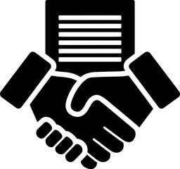 Business Handshake with Contract Document – Partnership Agreement Vector Icon