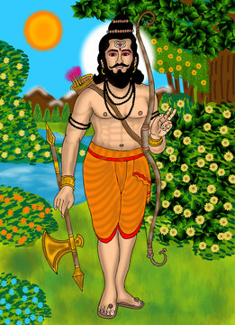 hand drawn digital art of lord parshuram