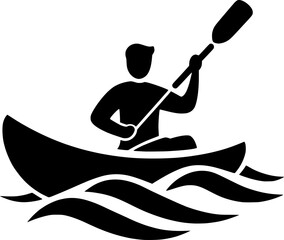 Kayaker Paddling on Water – Outdoor Adventure and Water Sports Vector