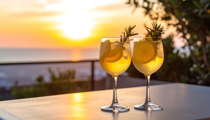 Sunset Cocktails: Lemon Rosemary Drinks - Golden Hour