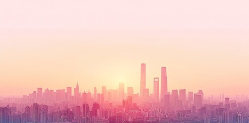 Fototapeta premium Abstract Cityscape Skyline at Sunset