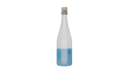 3D Render a bottle with a blue liquid inside of it