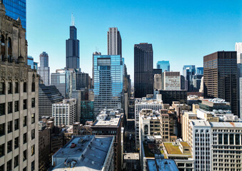 Chicago downtown city skyline. Modern business city landscape. Cityscape with business city...