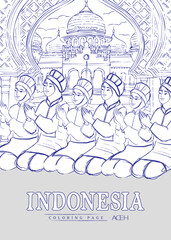 Tourism sketch illustration of ratoh jaroe dance