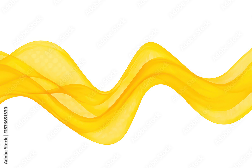 Poster abstract yellow wave flowing on transparent background, creating a dynamic and vibrant visual effect