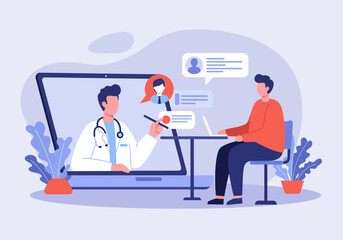 Online Doctor Consultation with Patient on Laptop.