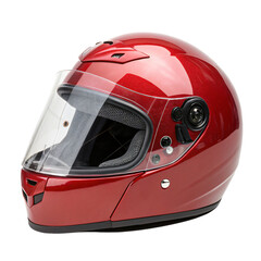 red motorcycle full face helmet, isolated PNG
