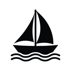 Sailboat With Wavy Water Icon Vector Illustration