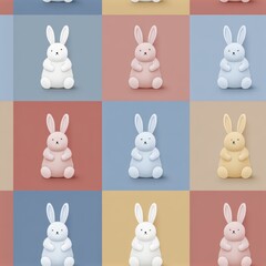 Fototapeta premium Cute pastel bunnies in a playful seamless pattern design
