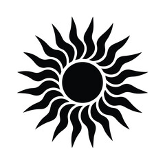 Sun With Wavy Rays Icon Vector Illustration