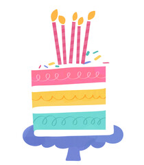 Rainbow cake hand drawn clipart elements illustration