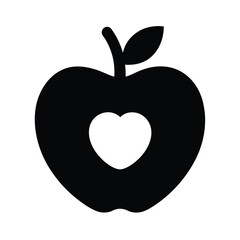 Apple Heart Cutout Icon Vector Illustration
