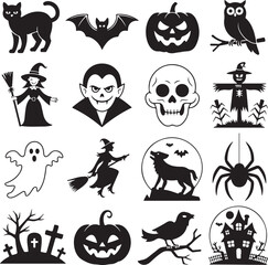 Halloween Silhouette Bundle – Witch, Pumpkin, Bat & Haunted House

Spooky Halloween Silhouettes – Vector Set for Craft and Design

Scary Halloween Vector Silhouettes – Ghosts, Skeletons & More

Hallow