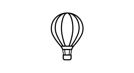 Fototapeta premium A black outline of a hot air balloon isolated on white background