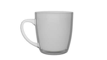 3D Render a glass cup with a handle on a white background