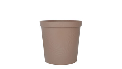 3D Render a brown plastic cup with a lid