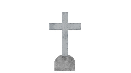 3D Render a cross on a stone base on a white background