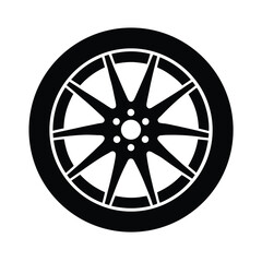 Obraz premium Car Wheel With Spokes Icon Vector Illustration