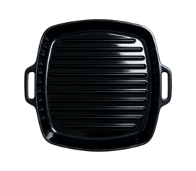 Square Cast Iron Grill Pan with Dual Handles for Grilling, Frying, and Roasting – Heavy Duty Nonstick Cookware, Isolated on Transparent and White Background