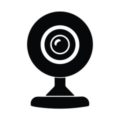 Webcam Circular Lens On Stand Icon Vector Illustration
