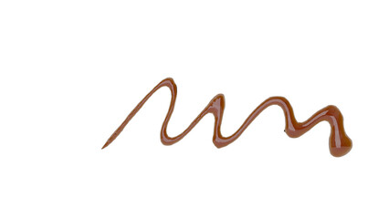 3D Render a chocolate liquid is being poured onto a white surface