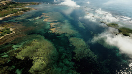 Obraz premium stunning aerial view vibrant diversity of marine vegetation beneath oceans surface