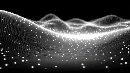Abstract Data Wave: Captivating digital art showcases flowing data as a shimmering wave, creating an immersive, thought-provoking experience.