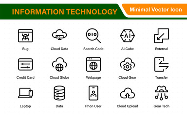 Information technology icons set. Set of It technology icons. Industry concept factory of the future. Technology progress. Big UI icon set in a flat design. Thin outline icons